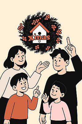 나무 기념일 행복 어린이 크리스마스 겨울 일러스트 가족 모션 대화 웃음 풍경 장식 부모 크리스마스트리 축제 기쁨 시간 만들기 소통 크리스마스리스 국내일러스트 AI파일 식물 계절 감정 컨셉 관계 표정 말하기 사람 이벤트 화환 파일형식 벡터