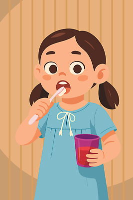 어린이 일러스트 아침 실내 건강 웃음 소녀 일상 생활 유치원 잠옷 양치 위생 놀이터 물컵 즐거움 치약 목소리 리듬 국내일러스트 AI파일 주간 옷 여자 교육 감정 놀이 표정 사람 내부 라이프 컵 위생용품 청결 파일형식 벡터