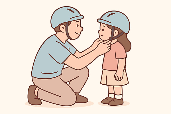 감정 컨셉 가족 관계 사람 바이크 보호장비 파일형식 벡터 헬멧 어린이 부모 자전거 안전 착용 교육 모션 보호 스포츠 놀이 야외 즐거움 예방 규칙 생활 연습 소통 일러스트 국내일러스트 AI파일