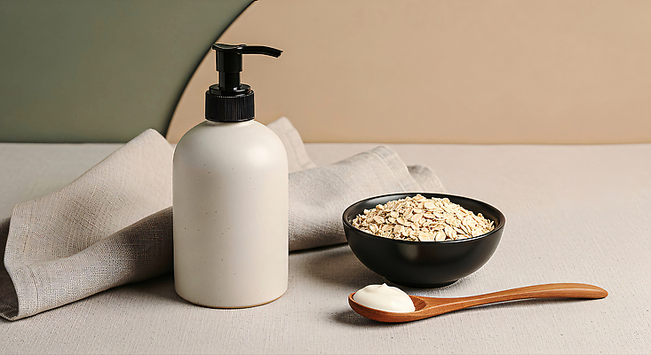 컬러 뷰티 환경 숟가락 CG 생태계 파일형식 귀리 오트밀 화장품 스킨케어 자연 크림 조화 배열 흰색 검은색 나무숟가락 백그라운드 친환경 편집이미지 편집실사 JPG 보습 피부관리