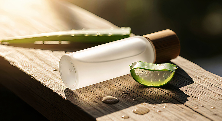 식물 가구 태양 뷰티 화장품 CG 생태계 파일형식 알로에 자연 햇빛 나무 탁자 수분_꽃가루 건강 에센스 천연 웰니스 편집이미지 편집실사 JPG 보습 피부관리 스킨케어