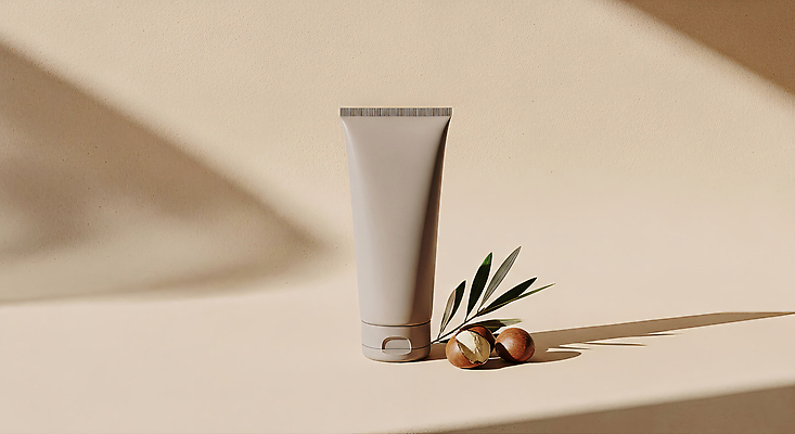 열매 컬러 뷰티 CG 생태계 파일형식 스킨케어 튜브 올리브 자연 디자인 상품 백그라운드 베이지색 장면 재료 화장품 모던 조화 미니멀 편집이미지 편집실사 JPG 보습 피부관리