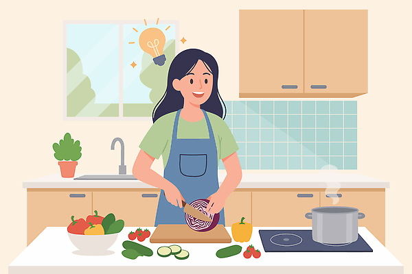 음식 농업 채소 모션 탁자 사람 태양 생태계 채식주의자 파일형식 벡터 요리 주방 양배추 여자 식사 재료 건강식 레시피 수확 자연 창문 햇빛 식탁 신선 요리중 맛있는 일러스트 국내일러스트 AI파일 채식 비건