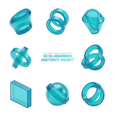 모양 PSD 편집이미지 디자인 추상 초록색 파란색 3D 방울 반지 원형 투명 배열 질감 정사각형 타원형 편집3D 도형 컬러 무늬 장신구 장식 디지털합성 파일형식