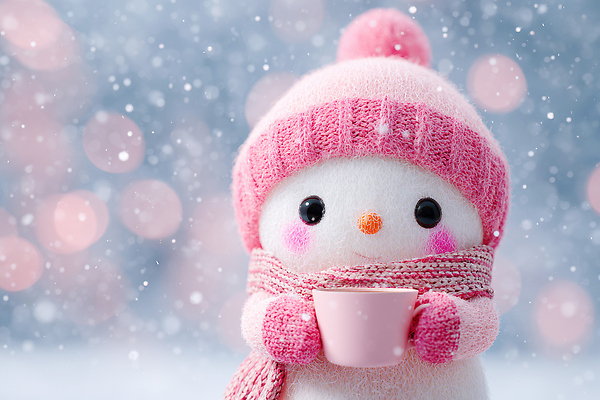 편집이미지 식기 잡화 계절 컬러 컨셉 파일형식 눈사람 겨울 분홍색 목도리 컵 백그라운드 소중 마무리 JPG 이미지편집