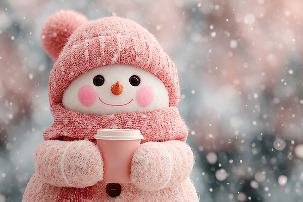 편집이미지 계절 기념일 감정 음료 컬러 눈_날씨 표정 목도리 파일형식 눈사람 겨울 코코아 스카프 따뜻함 행복 분홍색 풍경 미소 눈꽃 추위 크리스마스 JPG 이미지편집