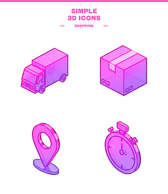 아이콘 산업 육상교통 컨셉 라이프 디지털합성 파일형식 쇼핑 3D 디자인 자동차 상자 위치 시계 운송업 물류 배송 일상 편리함 그래픽 단순화된 3D아이콘 PSD