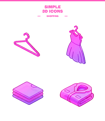 아이콘 옷 가사 공예 디지털합성 파일형식 쇼핑 드레스 옷걸이 담요 디자인 3D 스타일 패션 컬러 빨래 텍스타일 3D아이콘 PSD