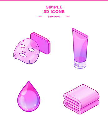 아이콘 컬러 위생용품 뷰티 청결 화장품 파일형식 쇼핑 마스크 비누 로션 수건 분홍색 디자인 클렌징 세수 피부관리 오브젝트 3D아이콘 PSD