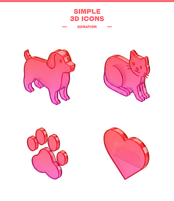 PSD 아이콘 디자인 분홍색 사랑 그래픽 반려동물 3D아이콘 3D 귀여움 고양이 하트 봉사 강아지 발자국 심볼 기부 모양 동물 감정 컬러 컨셉 포유류 자국 도움 개 디지털합성 파일형식