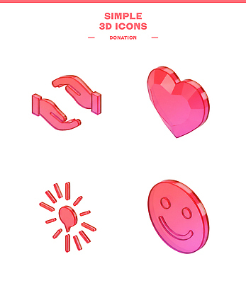 PSD 아이콘 손 상징 전구 웃음 3D아이콘 하트 표현 봉사 심볼 나눔 기부 시각디자인 지원 모양 디자인 표정 신체부위 도움 파일형식