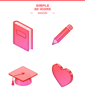 모양 PSD 아이콘 디자인 교육 컬러 학사모 그래픽 책 3D아이콘 연필 3D 하트 봉사 기부 단순화된 예시 모자_잡화 졸업 학용품 필기구 도움 디지털합성 파일형식