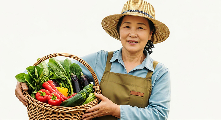 JPG 식물 편집이미지 음식 농업 채소 자연 건강 웃음 파란색 농장 바구니 환경 수확 농촌 신선 농부 유기농 의료성형뷰티 편집실사 직업 웰빙 산업 컬러 표정 시골 CG 생태계 파일형식