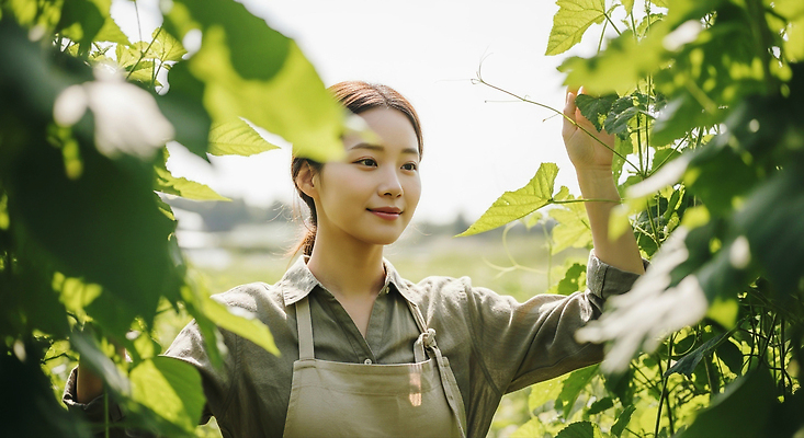JPG 식물 편집이미지 여자 잎 농업 자연 날씨 농장 평화 정원 수확 농촌 농부 에코 가꾸기 정성 의료성형뷰티 편집실사 직업 산업 컨셉 사람 환경 시골 CG 생태계 파일형식