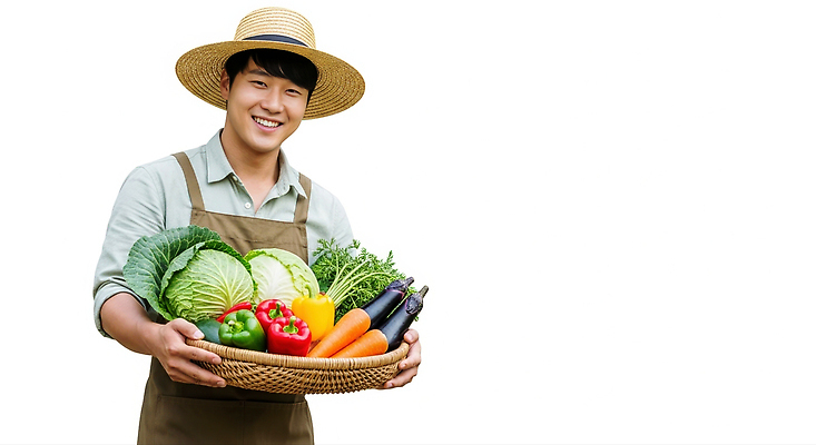JPG 식물 편집이미지 남자 백그라운드 농업 채소 자연 건강 미소 웃음 바구니 당근 농촌 신선 농부 유기농 의료성형뷰티 편집실사 직업 웰빙 산업 뿌리채소 표정 사람 시골 CG 생태계 파일형식