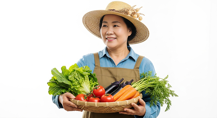 JPG 편집이미지 여자 농업 토마토 채소 자연 가지 건강 바구니 정원 식사 당근 수확 농촌 신선 농부 상추 의료성형뷰티 편집실사 직업 산업 뿌리채소 사람 시골 CG 생태계 파일형식