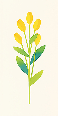 식물 계절 꽃 컬러 컨셉 취미 생태계 파일형식 튤립 노란색 잎 초록색 자연 화초 봄 뷰티풀 디자인 원예 조화 생명 장식 평화 정원 일러스트 국내일러스트 JPG