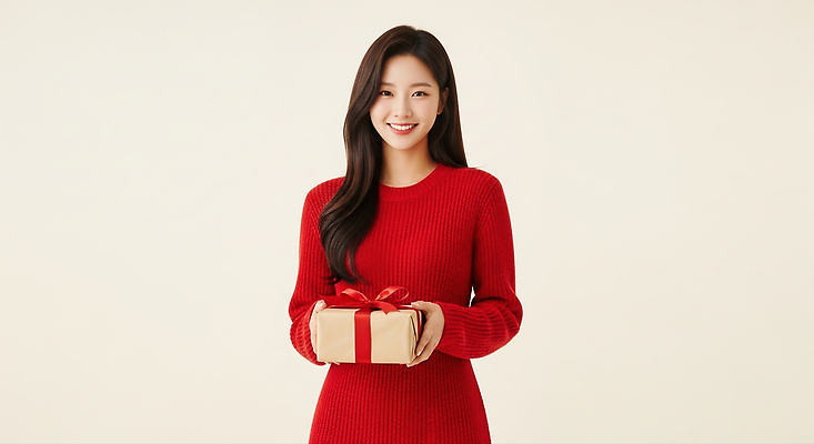 기념일 감정 상의 휴가 표정 사람 이벤트 신체부위 CG 파일형식 선물 미소 여자 니트 축제 행복 포장 손 크리스마스 파티 패션 스타일 편집이미지 편집실사 JPG 의료성형뷰티 홀리데이