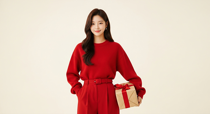 기념일 감정 컬러 휴가 표정 사람 CG 파일형식 여자 선물 크리스마스 행복 빨간색 웃음 포장 기쁨 축제 계절 사랑 편집이미지 편집실사 JPG 의료성형뷰티 홀리데이