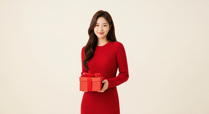 계절 기념일 감정 컨셉 휴가 표정 사람 CG 파일형식 여자 선물 상자 기쁨 따뜻함 패션 미소 축하 생일 겨울 스타일 편집이미지 편집실사 JPG 의료성형뷰티 크리스마스 홀리데이