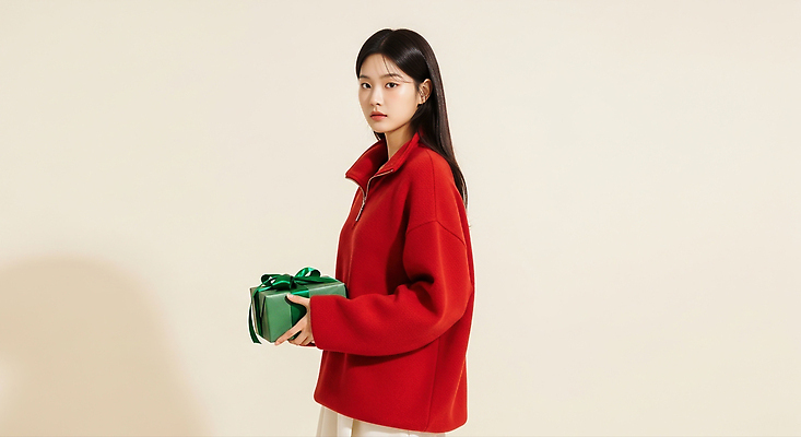 기념일 컬러 컨셉 휴가 표정 사람 이벤트 CG 파일형식 여자 선물 상자 초록색 백그라운드 패션 스타일 포즈 축하 미소 모던 편집이미지 편집실사 JPG 의료성형뷰티 크리스마스 홀리데이