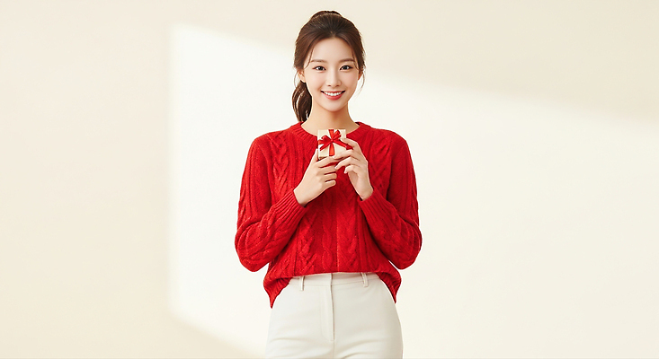 기념일 감정 휴가 표정 사람 이벤트 내부 신체부위 CG 파일형식 여자 미소 백그라운드 포즈 패션 행복 손 촬영 실내 편집이미지 편집실사 JPG 의료성형뷰티 크리스마스 홀리데이