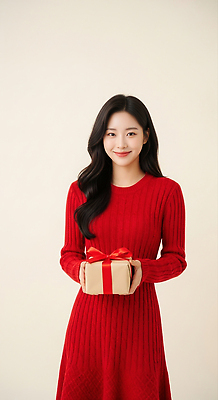 기념일 감정 컬러 휴가 표정 사람 CG 파일형식 여자 선물 빨간색 크리스마스 미소 패션 백그라운드 행복 오브젝트 촬영 모델 포즈 편집이미지 편집실사 JPG 의료성형뷰티 홀리데이