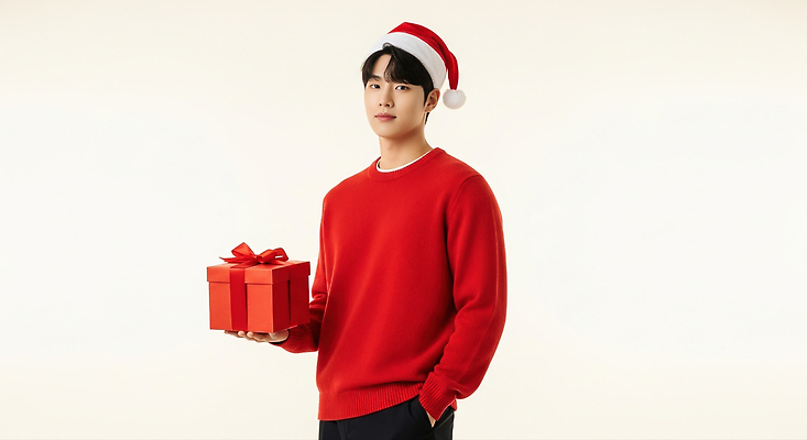 모자_잡화 계절 기념일 감정 크리스마스 휴가 사람 CG 파일형식 선물 남자 산타모자 포장 기쁨 축제 행복 겨울 이미지 표정 스타일 패션 연말 편집이미지 편집실사 JPG 의료성형뷰티 홀리데이
