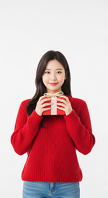 기념일 감정 컬러 컨셉 상의 휴가 표정 사람 이벤트 전자제품 CG 파일형식 여자 선물 스웨터 빨간색 미소 카메라 행복 축하 사랑 소중 계절 기쁨 편집이미지 편집실사 JPG 의료성형뷰티 크리스마스 홀리데이