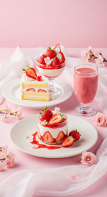 계절 음식 가구 컨셉 과일 디저트 제과제빵 CG 파일형식 딸기 케이크 음료 로맨틱 탁자 여름 오후 준비 제빵 신선 크림 슬라이스 편집이미지 편집실사 JPG