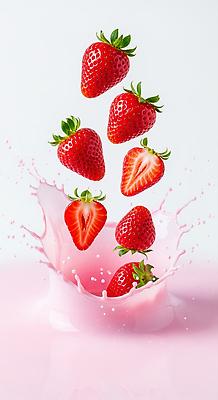 음식 컨셉 과일 유제품 CG 생태계 파일형식 딸기 우유 스플래쉬 신선 장면 맛 수분_꽃가루 설탕 디저트 자연 건강 편집이미지 편집실사 JPG