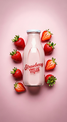 컬러 과일 유제품 우유 CG 생태계 파일형식 딸기 딸기우유 음료 분홍색 백그라운드 신선 맛있는 디자인 장식 자연 생동감 편집이미지 편집실사 JPG