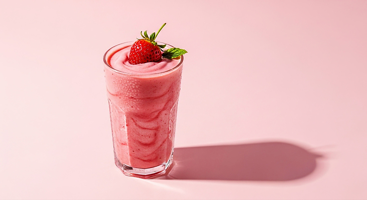 JPG 편집이미지 음료 분홍색 과일 딸기 디저트 잔 장식 달콤 믹서 민트 상큼 스무디 편집실사 AI포토 AI콘텐츠 식기 음식 컬러 맛 허브 CG 파일형식