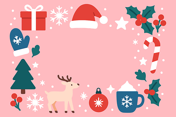 자연요소 계절 기념일 감정 컨셉 크리스마스 사슴 눈_날씨 파일형식 벡터 장식 루돌프 선물 눈송이 크리스마스트리 별 겨울 즐거움 컬러 백그라운드 분위기 귀여움 디자인 축제 일러스트 국내일러스트 AI파일