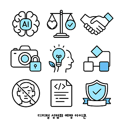 아이콘 협력 아이디어 디지털 금지 영혼 균형 예방 문서 보안 개발 성범죄 창의성 디지털성범죄 AI_인공지능 2D아이콘 AI파일 컨셉 안전 범죄 파일형식 벡터