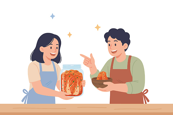 전통 손 여자 남자 한식 일러스트 재료 가족 모션 김치 요리 웃음 주방 활발 김장 소통 음식준비 국내일러스트 AI파일 음식 컨셉 관계 표정 사람 신체부위 준비 파일형식 벡터