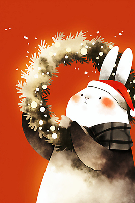 계절 기념일 꽃 감정 컬러 컨셉 포유류 공휴일 반려동물 파일형식 토끼 크리스마스 화환 장식 귀여움 동물 겨울 축제 행복 재료 흰색 연휴 잔치 뿌리 JPG 일러스트 국내일러스트