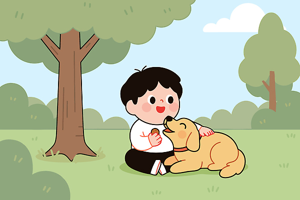 식물 동물 공공시설 감정 음식 관계 모션 표정 사람 반려동물 개 생태계 파일형식 벡터 어린이 강아지 공원 나무 잔디 놀기 디저트 행복 즐거움 시간 친구 그늘 자연 놀이 상호작용 웃음 일러스트 국내일러스트 AI파일 반려견