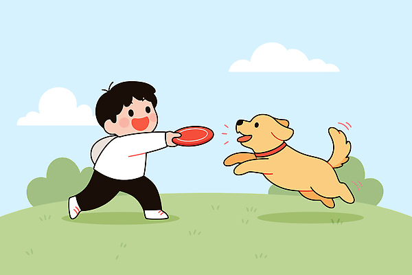 동물 남자 감정 어린이 컬러 컨셉 포유류 관계 모션 표정 건강 반려동물 개 생태계 파일형식 벡터 소년 놀이 즐거움 금색 하늘 친구 행복 운동 털 달리기 가족 자연 청춘 웃음 날씨 일러스트 국내일러스트 AI파일 강아지 반려견