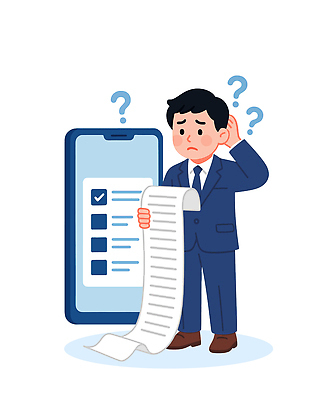 남자 일러스트 모바일 표정 사람 스마트폰 사무실 기계 대기 업무 작업 비즈니스맨 질문 집중 확인 고민 문서 경영 체크리스트 연말정산 국내일러스트 AI파일 감정 컨셉 비즈니스 경제 핸드폰 스마트기기 직장인 파일형식 벡터