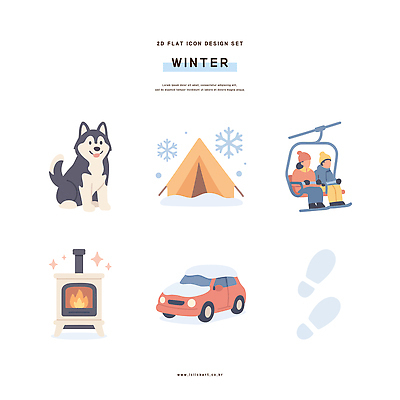 디자인 겨울 일러스트 자동차 자연 따뜻함 야외활동 캠핑 추위 강아지 발자국 난로 즐거움 스키리프트 국내일러스트 AI파일 계절 감정 육상교통 자국 레저 반려동물 개 난방기 생태계 리프트 파일형식 벡터