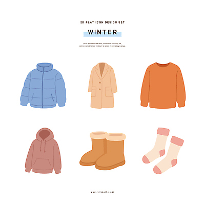디자인 옷 패션 겨울 일러스트 양말 부츠 따뜻함 유행 외투 코트 스웨터 후드티셔츠 패딩 스타일 국내일러스트 AI파일 계절 신발 상의 티셔츠 점퍼 파일형식 벡터