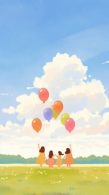 자연요소 계절 감정 컨셉 관계 날씨 표정 컬러풀 야외활동 생태계 파일형식 풍선 하늘 자연 즐거움 무지개색 초원 여름 놀이 친구 행복 웃음 함께함 자유 소풍 오후 바람 컬러 일러스트 국내일러스트 JPG