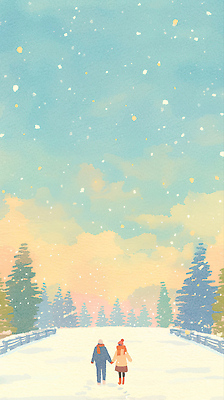 식물 계절 감정 컨셉 관계 모션 눈_날씨 야간 생태계 파일형식 겨울 커플 손잡기 걷기 하늘 나무 눈송이 풍경 길 저녁 사랑 자연 컬러 평화 낭만 행복 뷰티풀 온도 일러스트 국내일러스트 JPG