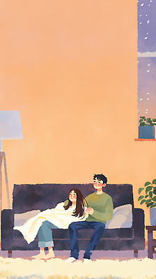 계절 감정 컨셉 의자 초 관계 모션 내부 감각 파일형식 커플 소파 담요 이야기 따뜻함 겨울 사랑 손잡기 실내 예술 편안함 만남 행복 창문 식물 촛불 분위기 일러스트 국내일러스트 JPG