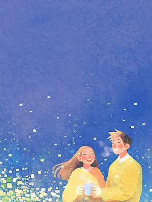 감정 음료 컨셉 관계 모션 표정 야간 생태계 파일형식 커플 행복 따뜻한음료 저녁 조명 반짝임 사랑 웃음 분위기 만남 소통 야외 자연 함께함 일러스트 국내일러스트 JPG