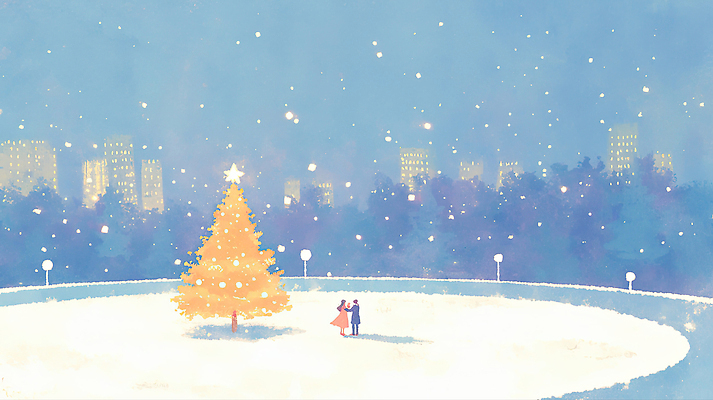 식물 계절 기념일 감정 컨셉 크리스마스 겨울 관계 풍경 야간 파일형식 크리스마스트리 커플 사랑 저녁 도시 조명 만남 분위기 추억 나무 행복 평화 겨울풍경 일러스트 국내일러스트 JPG