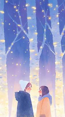 식물 계절 기념일 감정 컬러 컨셉 관계 모션 표정 노을 생태계 파일형식 겨울 커플 사랑 숲 나무 조명 미소 반짝임 따뜻함 크리스마스 분위기 감성 일몰 자연 흰색 행복 만남 소통 일러스트 국내일러스트 JPG