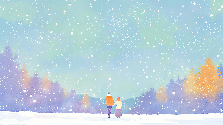 식물 계절 감정 컨셉 관계 모션 눈_날씨 사람 생태계 파일형식 겨울 풍경 두명 손잡기 걷기 하늘 눈송이 자연 뷰티풀 사랑 커플 산 나무 조화 평화 도전 따뜻함 일러스트 국내일러스트 JPG