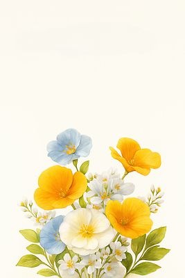 식물 꽃 컬러 컨셉 생태계 파일형식 꽃다발 그림 자연 파란색 노란색 흰색 뷰티풀 디자인 예술 조화 화사함 장식 백그라운드 색감 생명 JPG 일러스트 국내일러스트